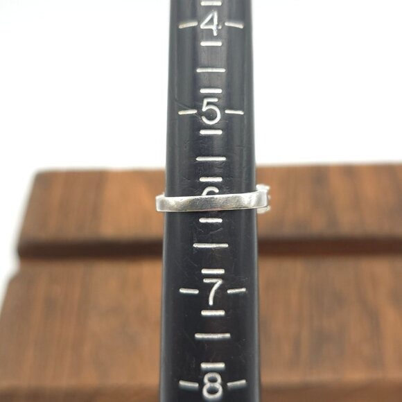 Size 6 Sterling Silver Black And Clear Cubic Zirconia Band Ring A203 - Picture 6 of 8